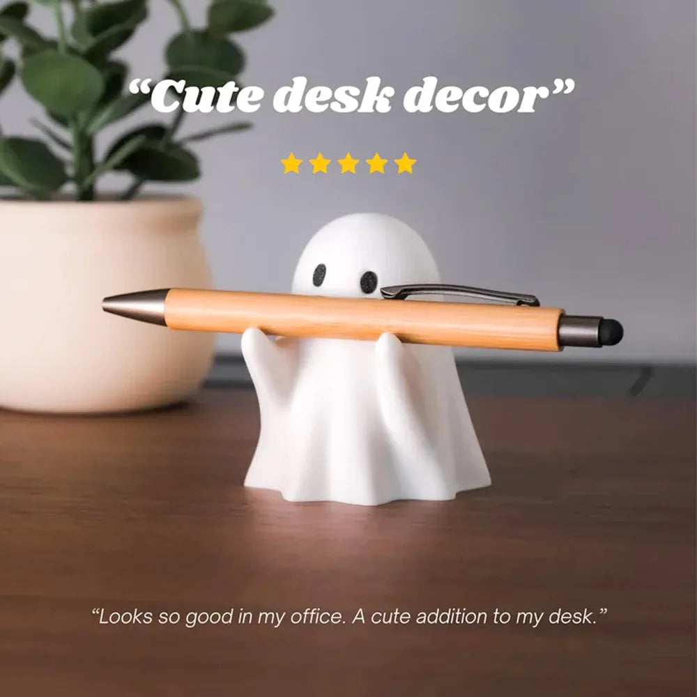 Cute Resin Ghost Pen Holder – Desktop Stationery Stand