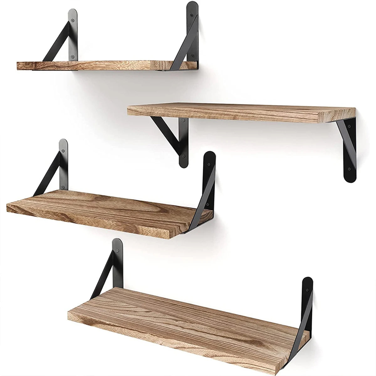 Wall-Mounted Wooden Floating Shelves