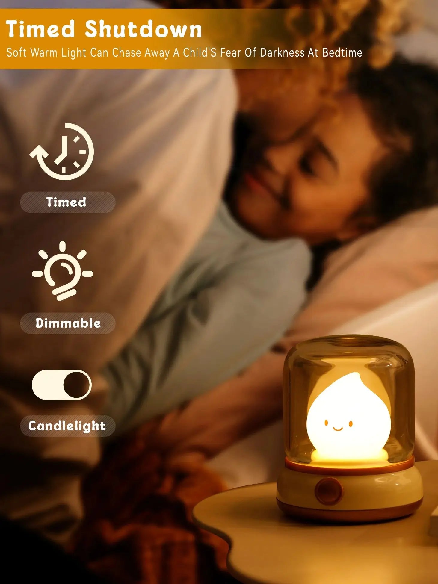 LED Flameless Candle Lamp – Dimmable USB Night Light
