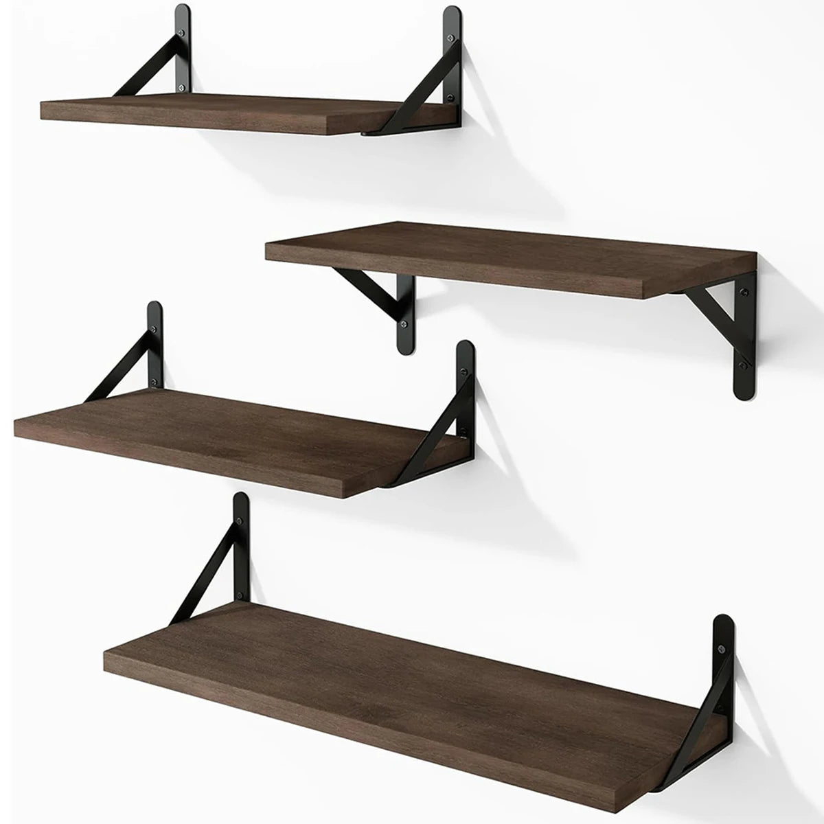 Wall-Mounted Wooden Floating Shelves