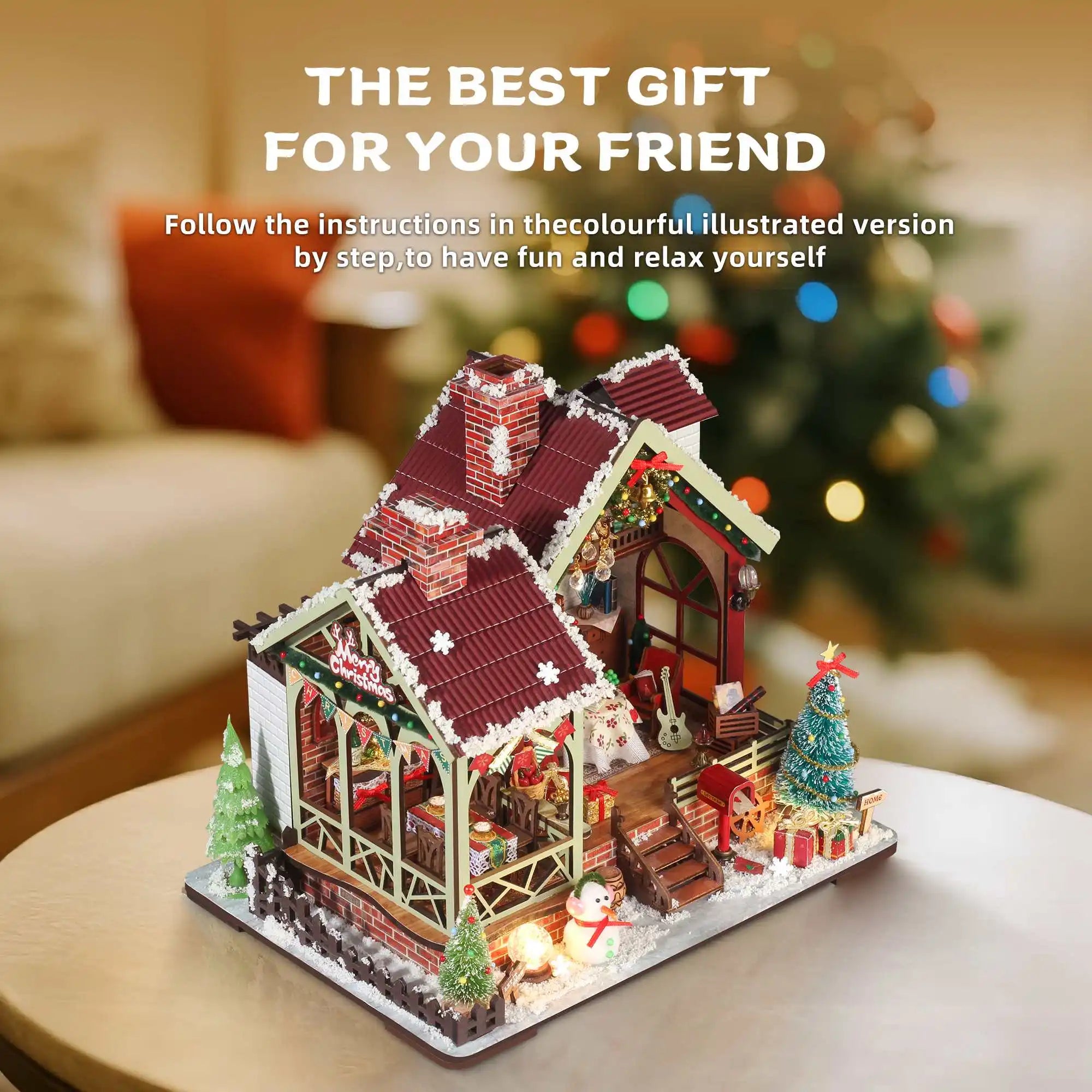 Christmas Night Warm House - Miniature Dollhouse DIY Kit