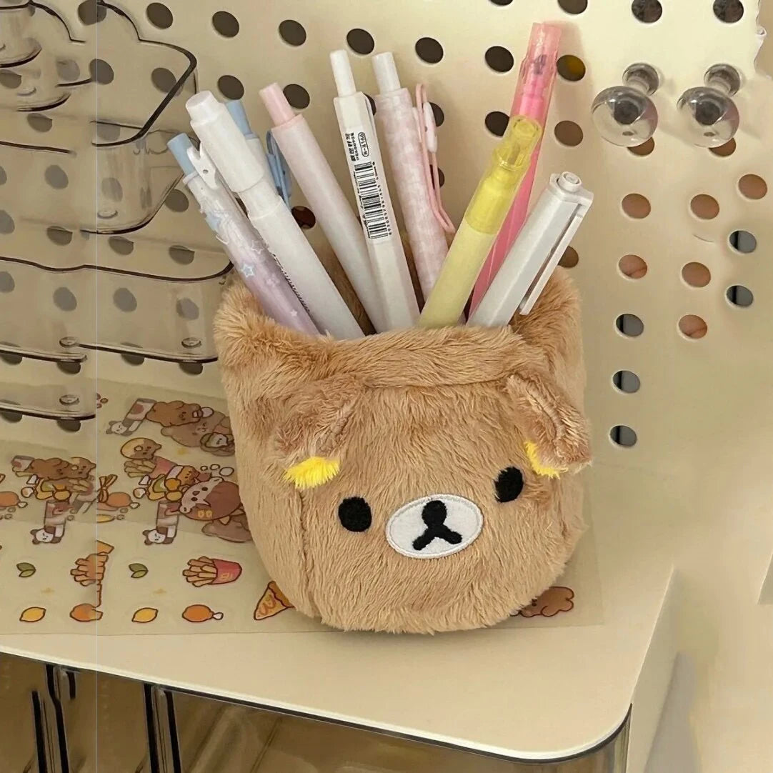 Kawaii Plush Pencil & Cosmetic Holder – Desk Organiser