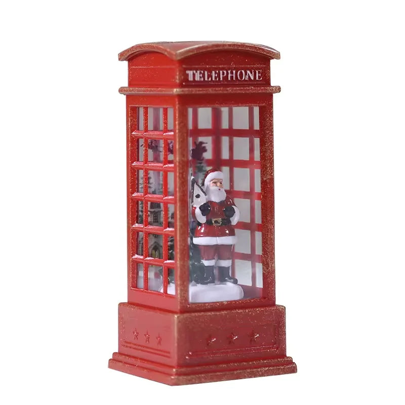 Christmas Telephone Booth LED Night Light – Festive Desktop Decoration