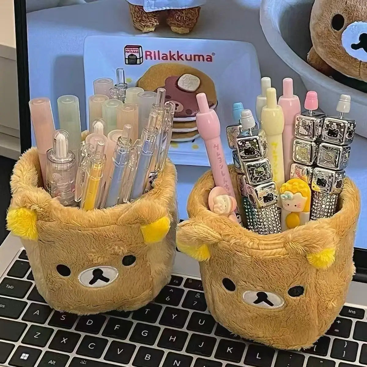 Kawaii Plush Pencil & Cosmetic Holder – Desk Organiser