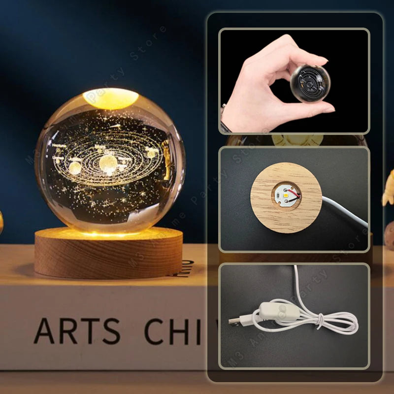 3D Crystal Galaxy Night Light