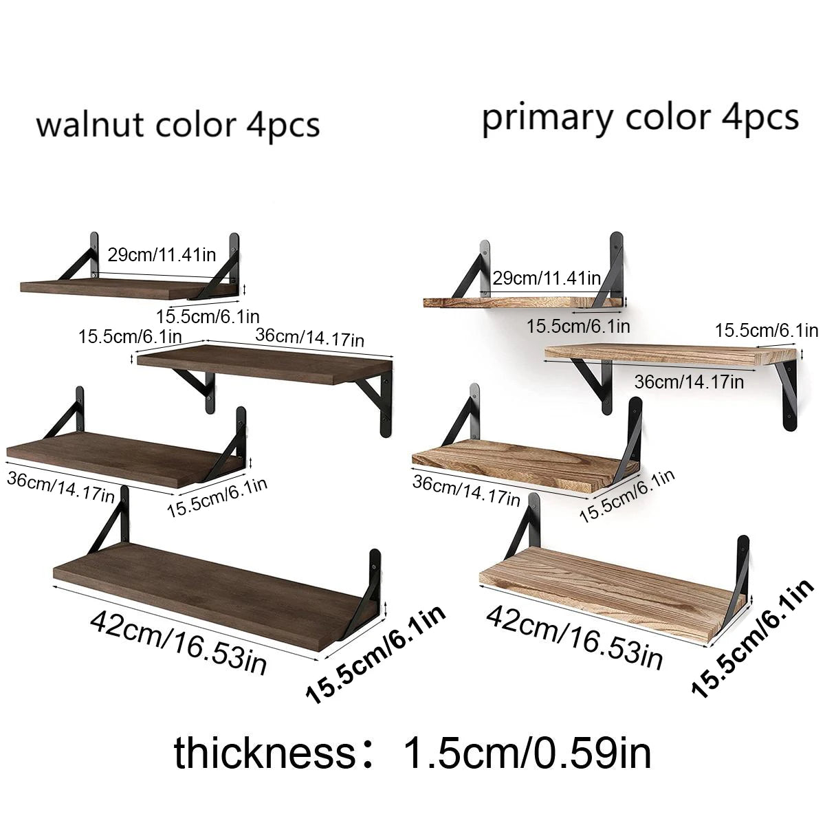 Wall-Mounted Wooden Floating Shelves