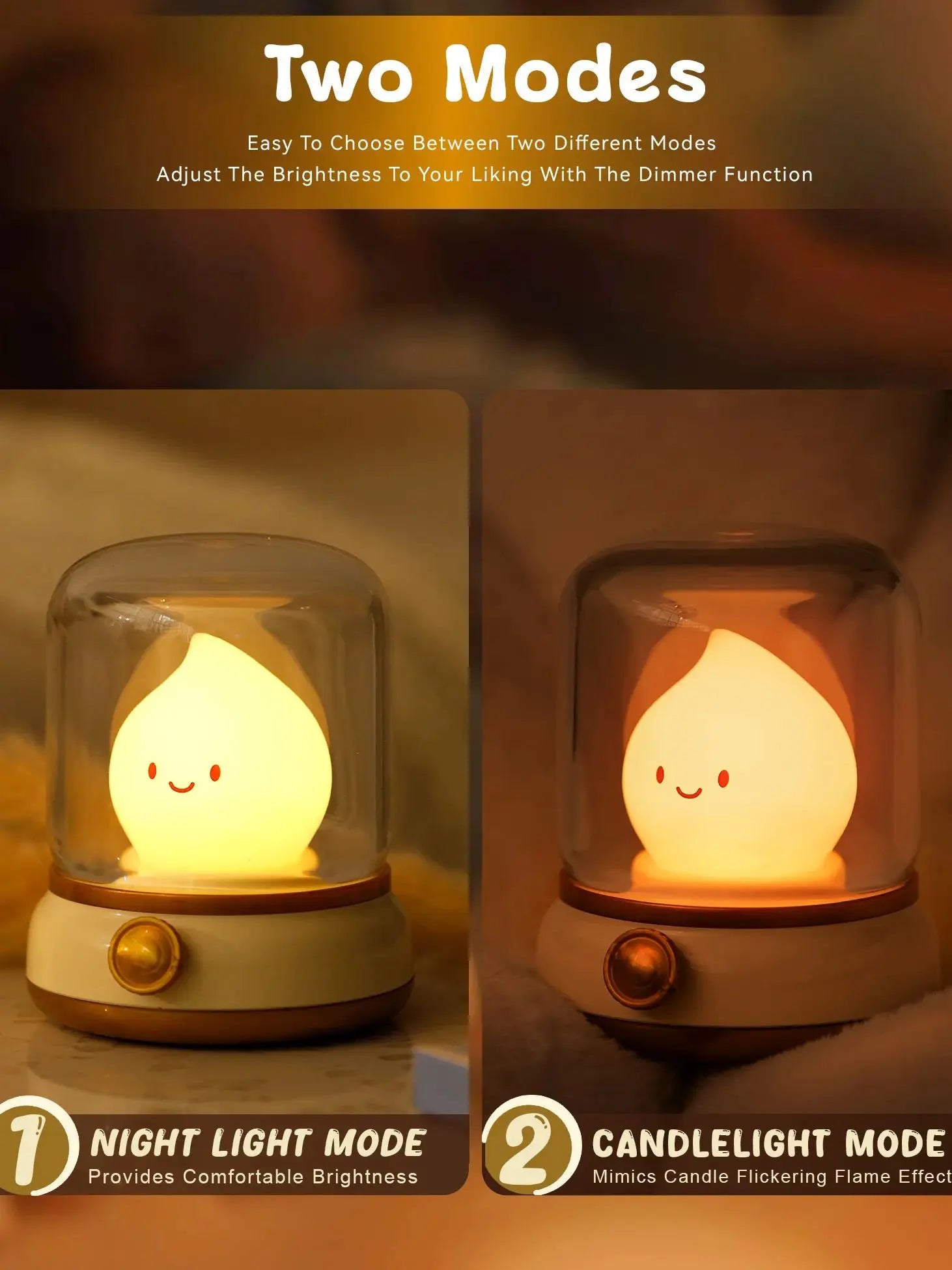 LED Flameless Candle Lamp – Dimmable USB Night Light